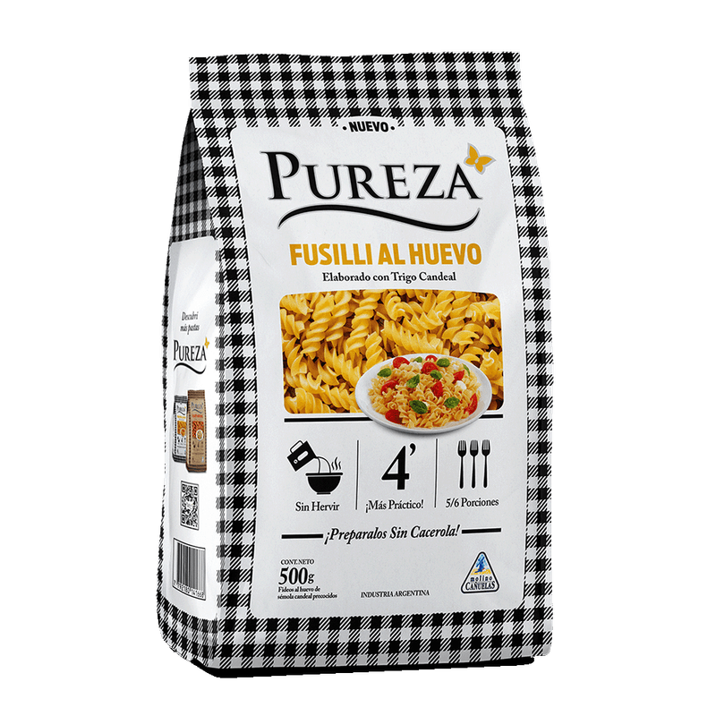 Fideos PUREZA Al Huevo Fusilli 500g