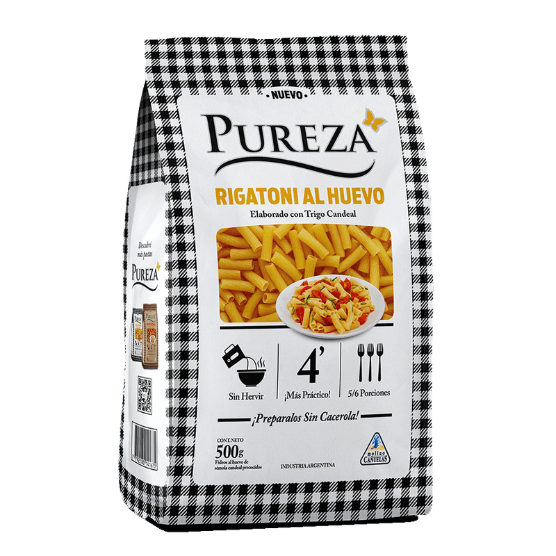 Fideos PUREZA Al Huevo Rigatoni 500g