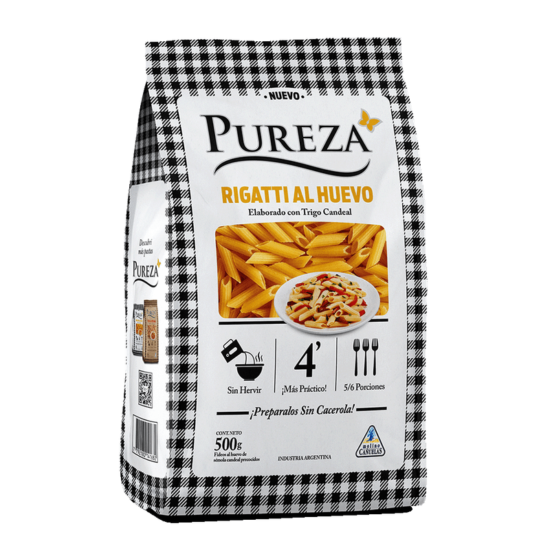 Fideos PUREZA Al Huevo Rigatti 500g