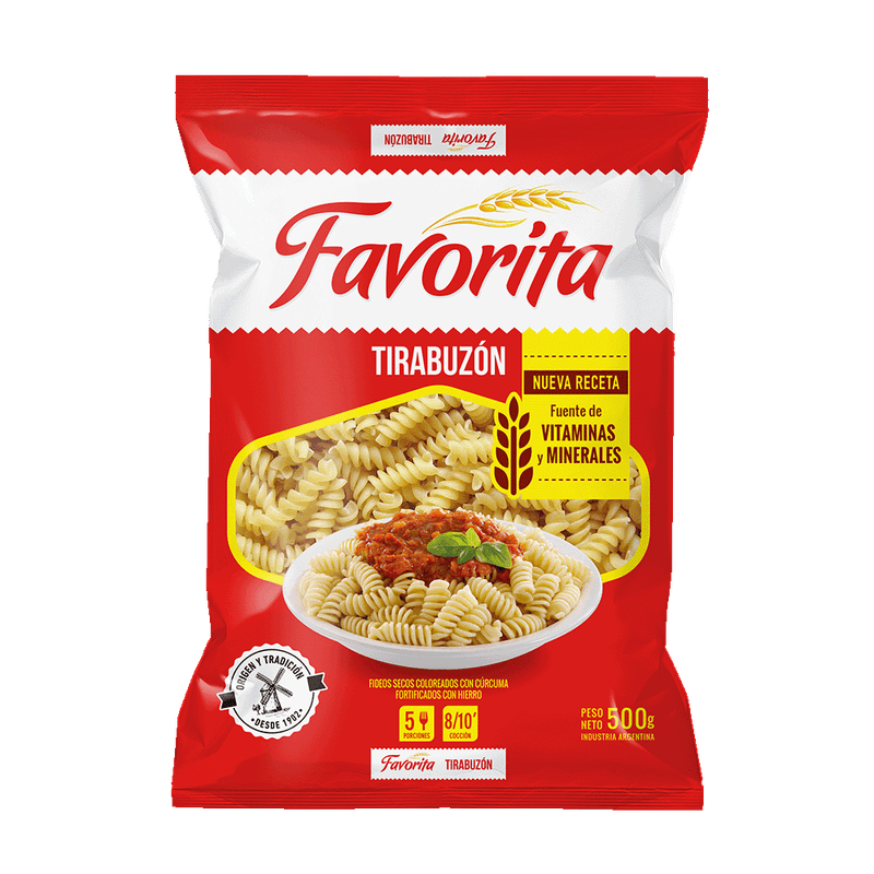 Fideos FAVORITA Tirabuzon 500g