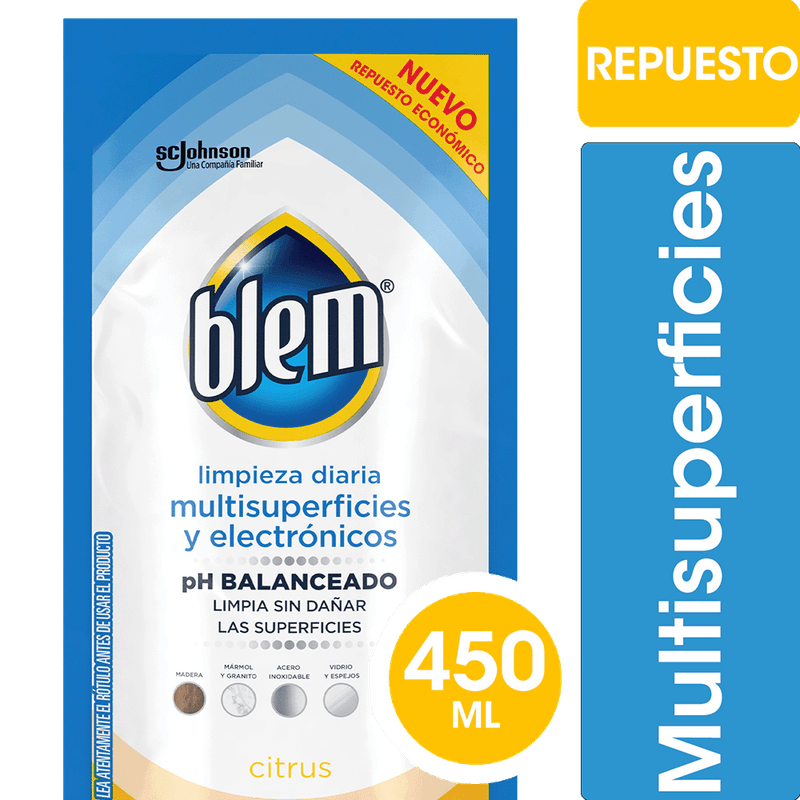 Limpiador BLEM Citrus Multisuperficies y Electronicos Dp 450ml