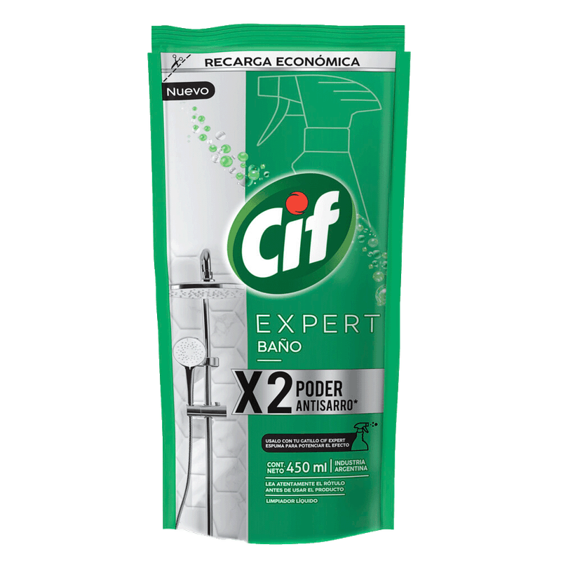 Limpiador Liquido CIF Expert Baño Doy Pack 450ml