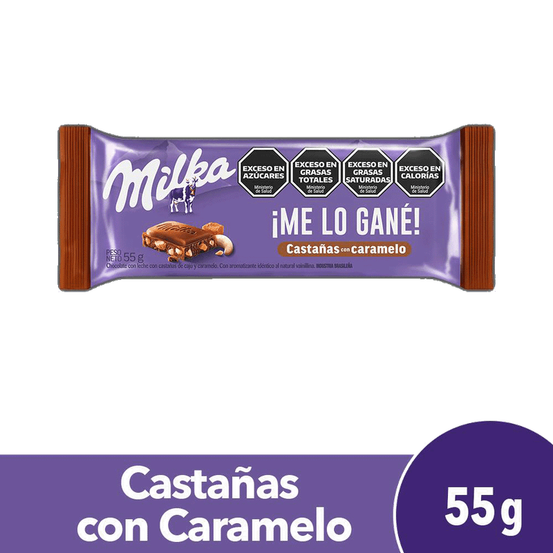 Chocolate MILKA Blanco Castañas Con Caramelos 55g