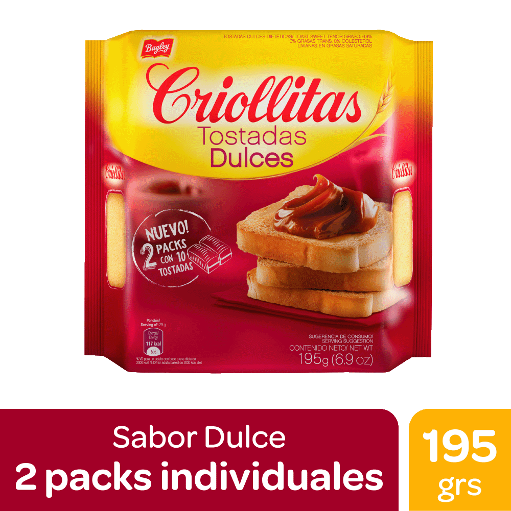 Tostadas Dulces Criollitas x 195 gr