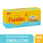 Galletitas CRIOLLITAS Sin Sal 169g