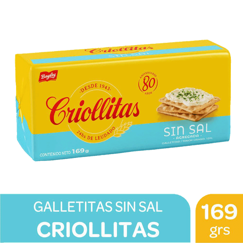 Galletitas CRIOLLITAS Sin Sal 169g