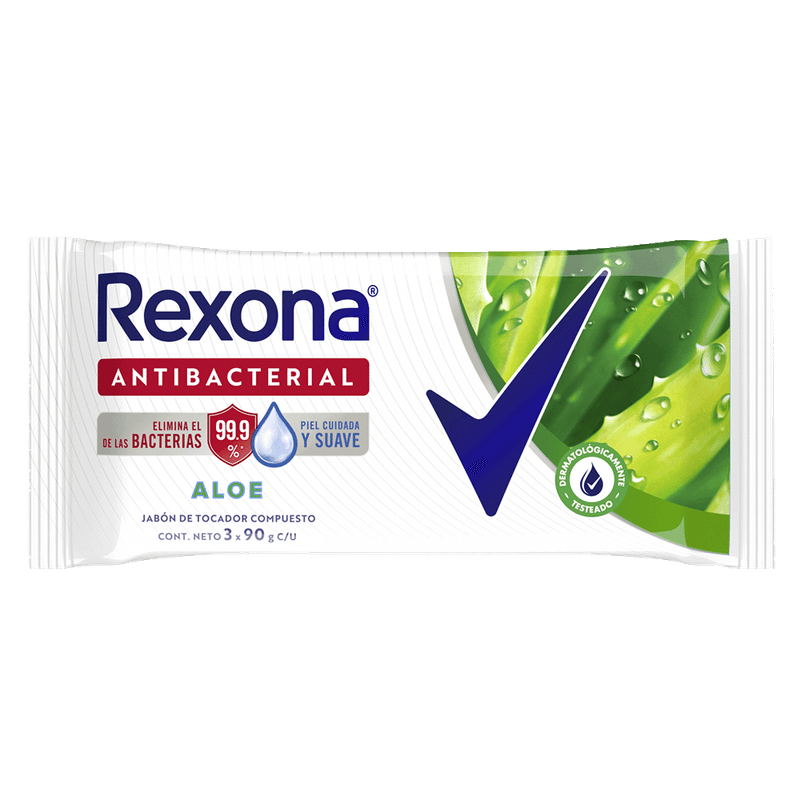 Jabon REXONA Antibacterial 99 Aloe Pack3 90g