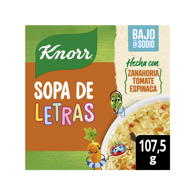 Sopa KNORR Letras Zanahoria Tomate Espinaca 1075g