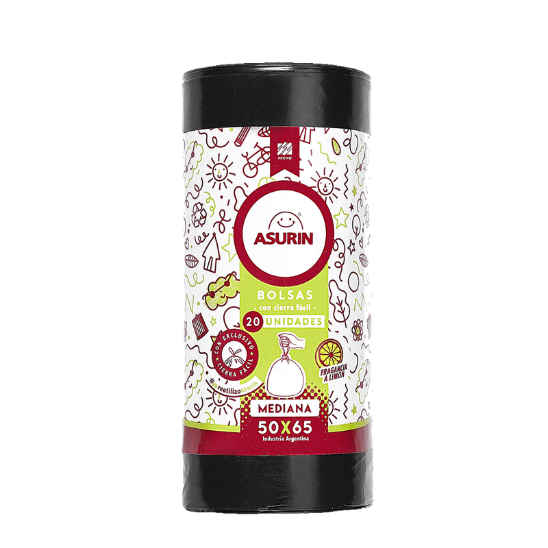 Bolsa ASURIN Limón Residuo Cierre Facil Mediana Bandelora 20u
