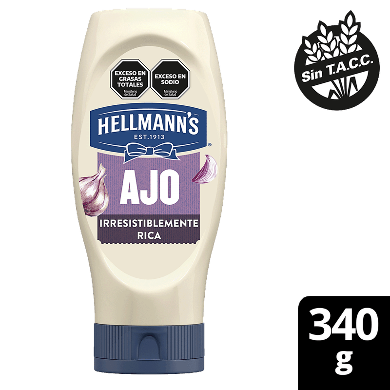 Mayonesa HELLMANN S Aderezo Ajo Sqz 340g