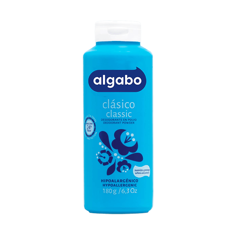 Talco Algabo x 180 Gm Clasico Talquera Celeste