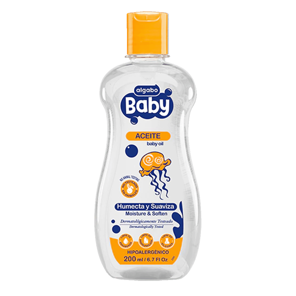 Aceite para Bebe Algabo x 200 ml. Humecta y Suavia