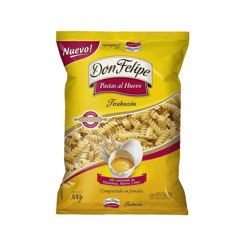 Fideos DON FELIPE Tirabuzon Fortificado 500g