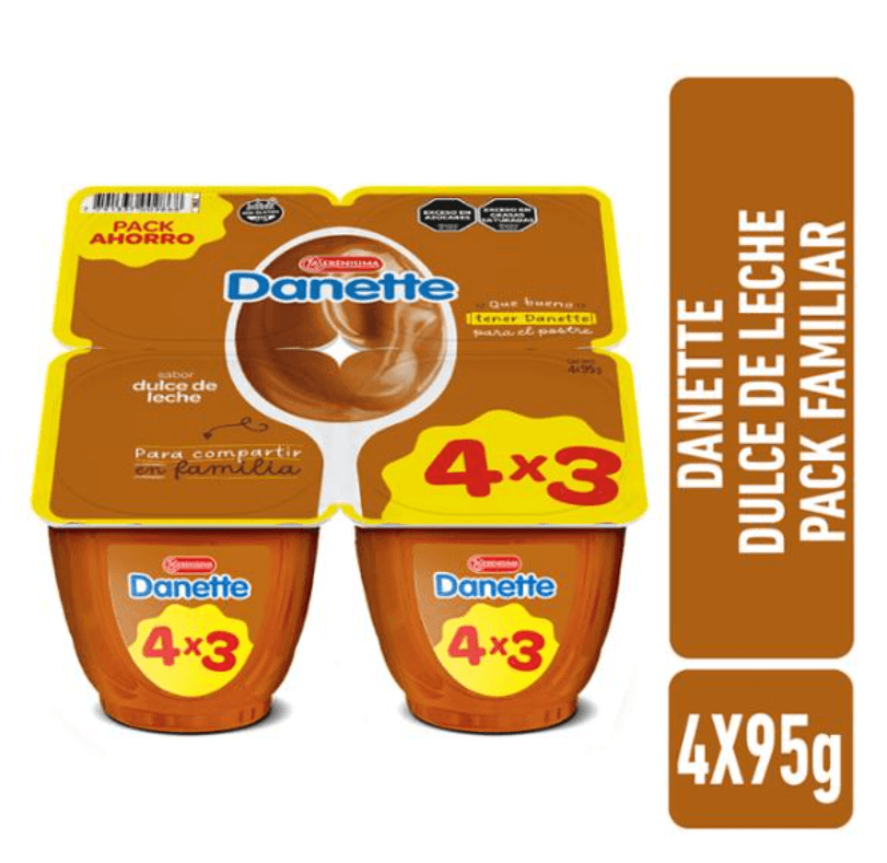Postre Dulce de Leche Danette Pack X4 95 Grs